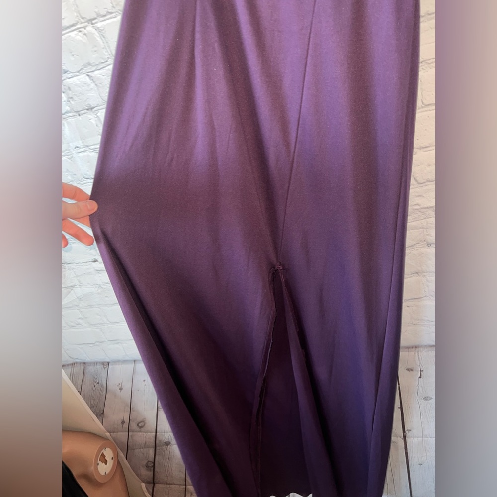David’s Bridal Dark Purple Floral polyester long formal dress size 0 - Picture 7 of 16